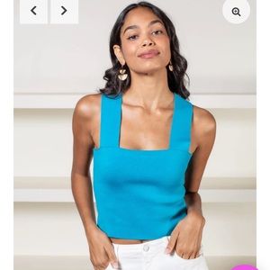 525 Wide Strap Square Neck Tank - S - Bluetiful